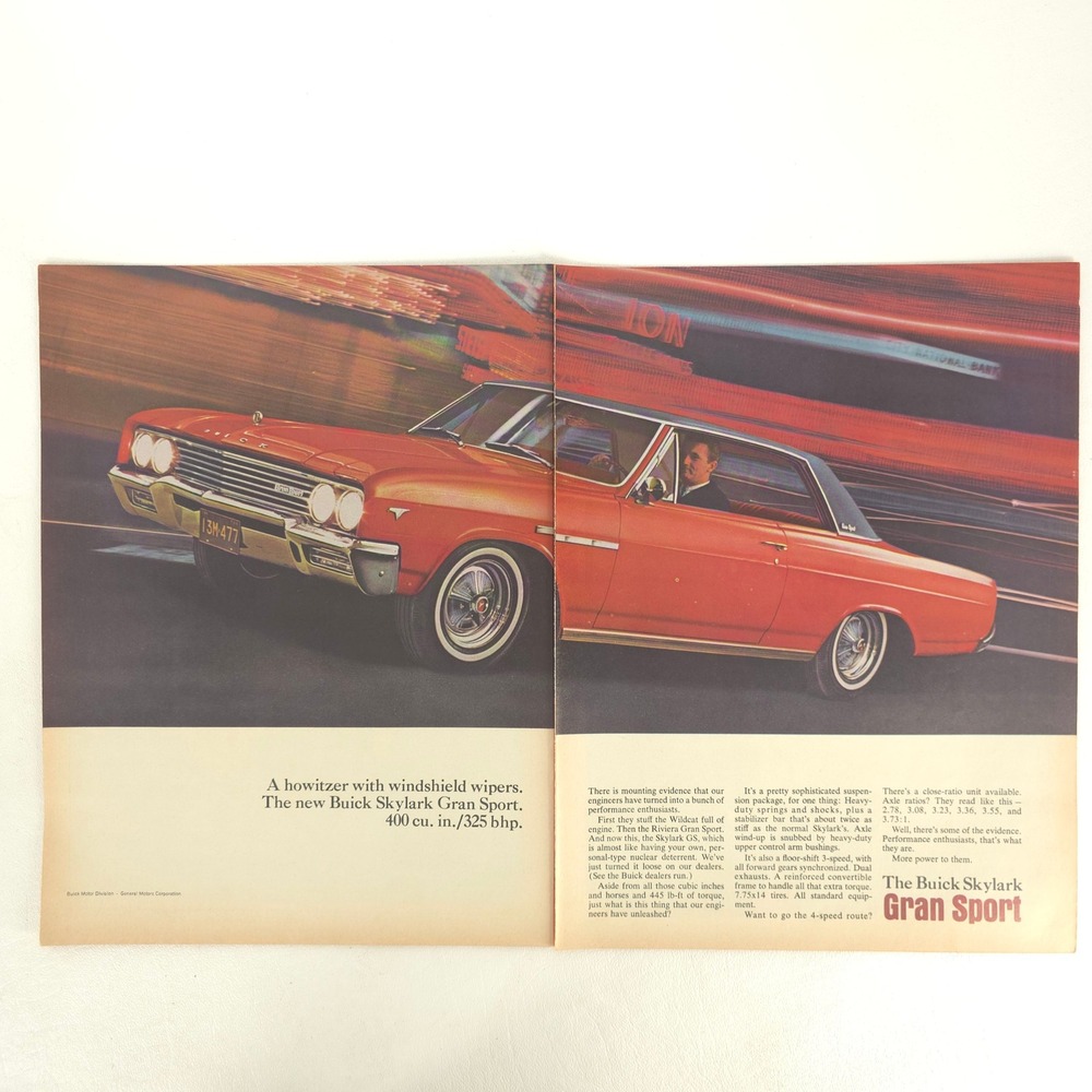 Buick Skylark Gran Sport Print Ad Vintage Muscle Garage Wall Car Show Display